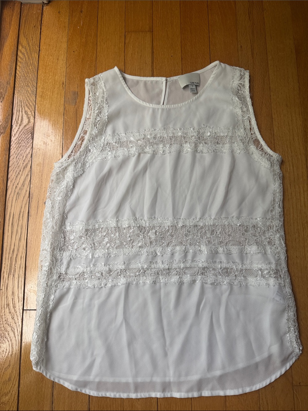 Greylin White Lace-Trim Sleeveless Camisole